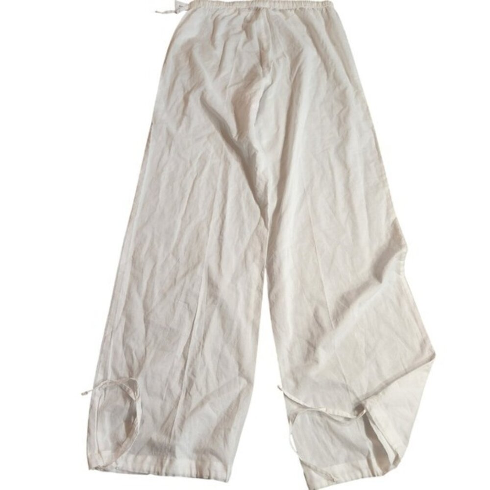 The Earth Collection White Cotton Wide Leg Pants Small NWT